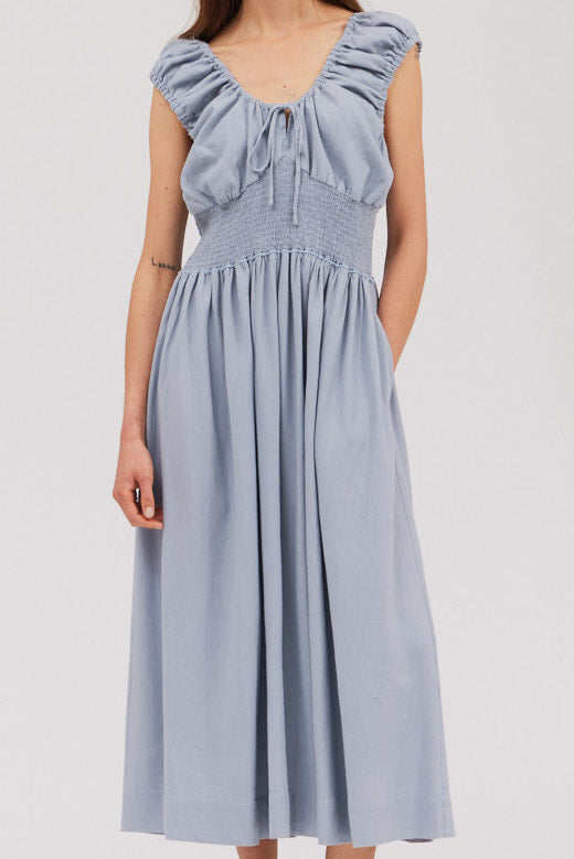 Linen Blend Midi Dress