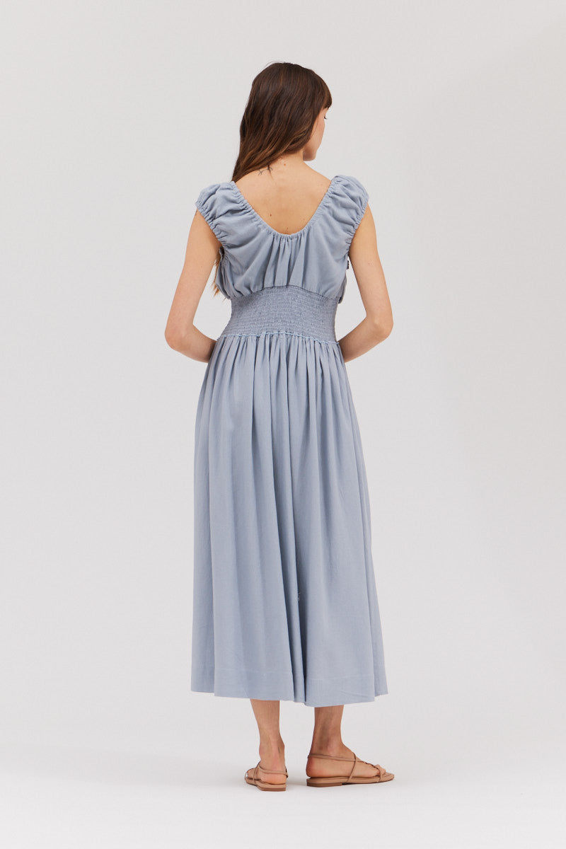 Linen Blend Midi Dress