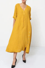VNeck Linen Dress