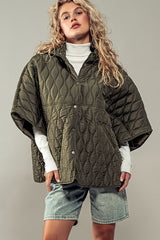 Contrast Quilted Shroud Cloak