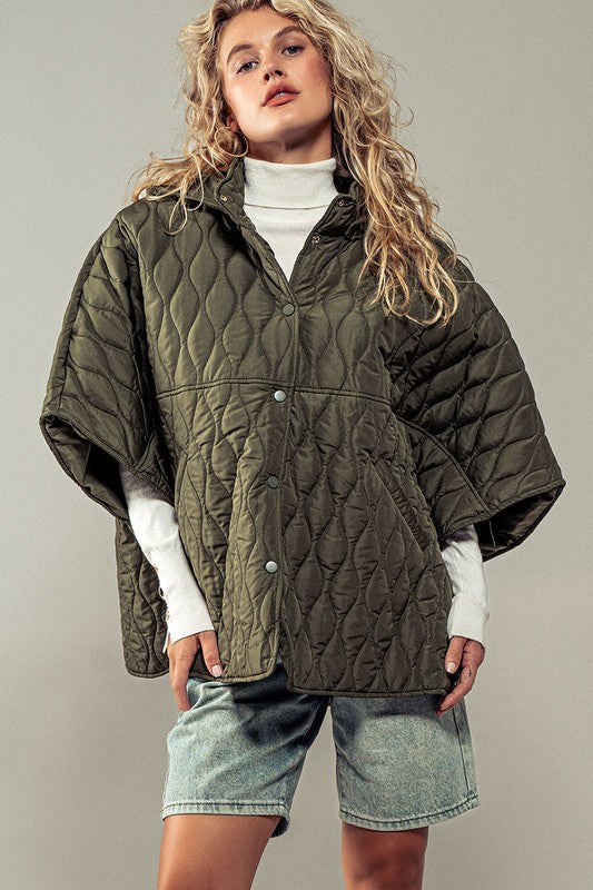 Contrast Quilted Shroud Cloak