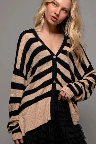 Cozy and Free Stripe Cardigan