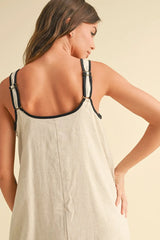 Linen Sleeveless Piping Detail Dress