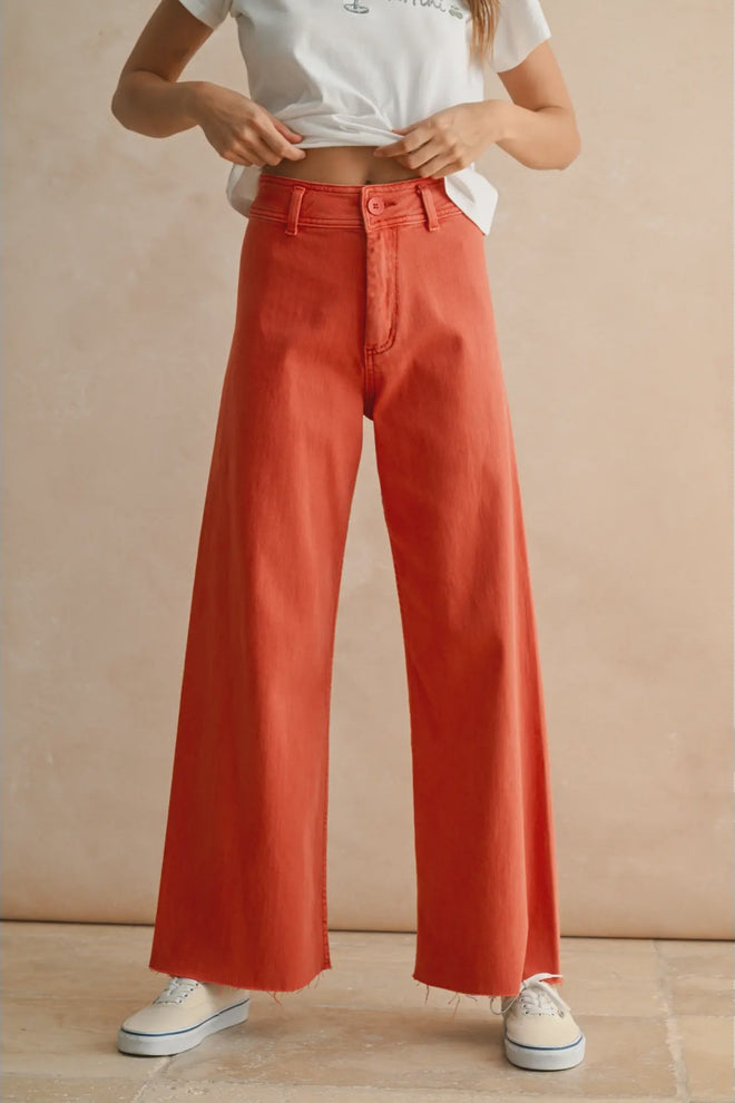 Straight Wide Leg Denim Pants