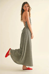 Gingham Print Long Dress