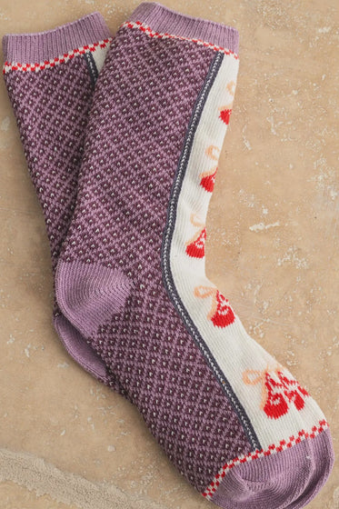 Cherry and Multi Pattern Sock