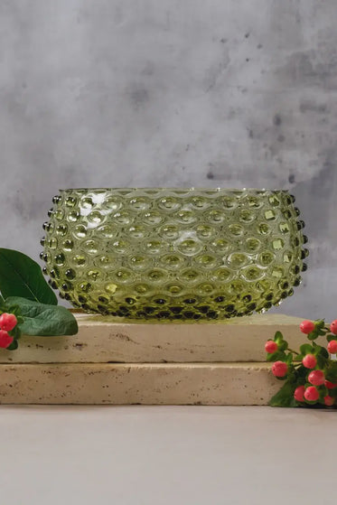 Handblown Hobnail Bowl