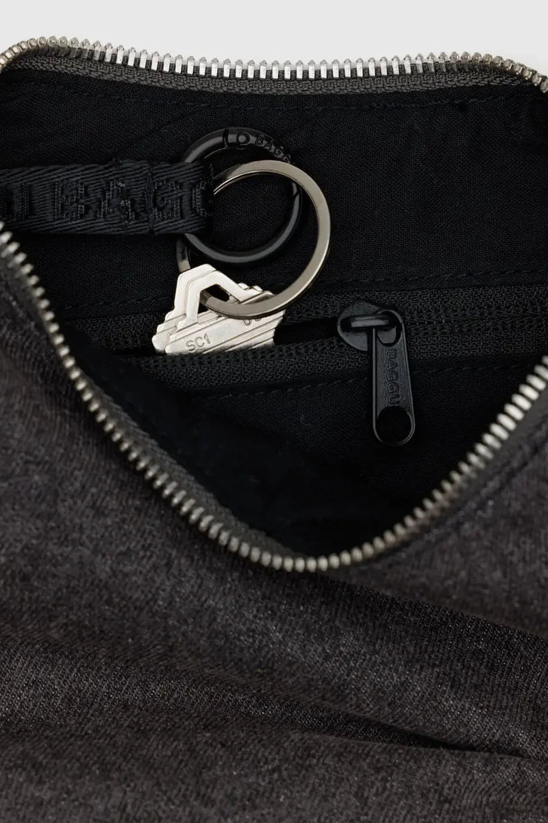 Small Denim Crescent Bag