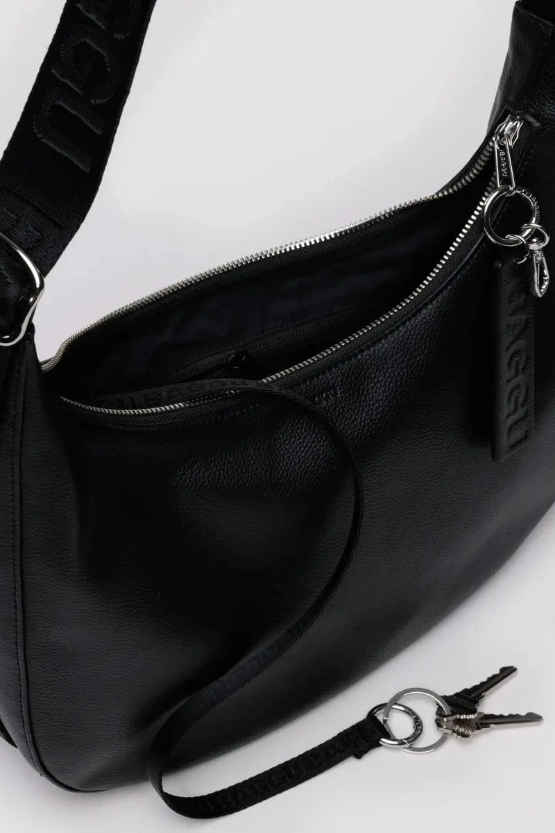 Medium Recycled Leather Crescent Bag