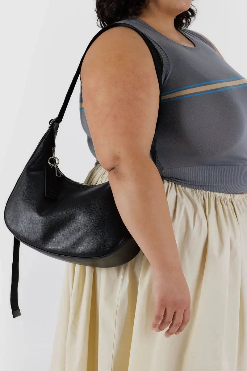 Medium Recycled Leather Crescent Bag