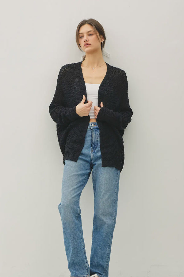 Open Front Yarn Knit Cardigan
