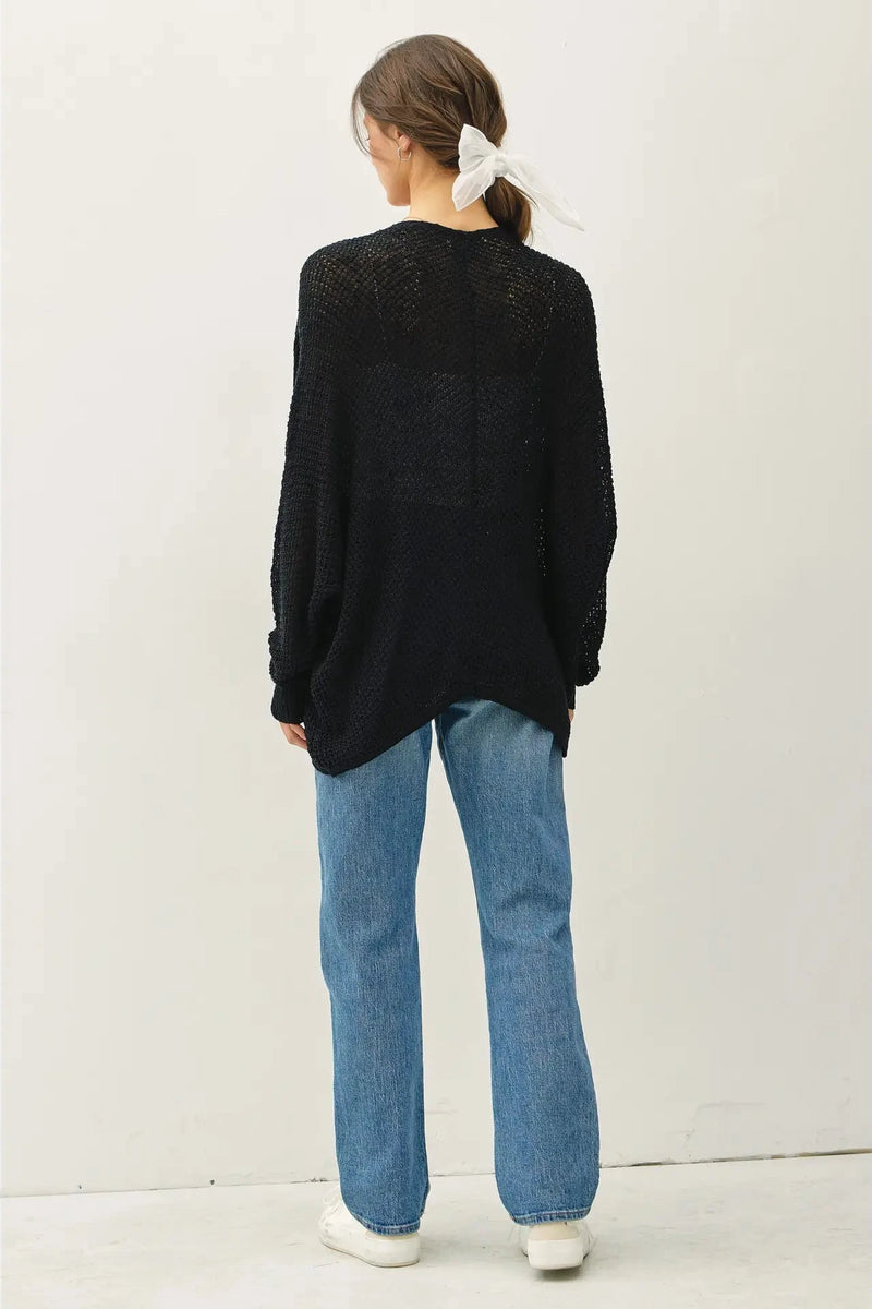 Open Front Yarn Knit Cardigan