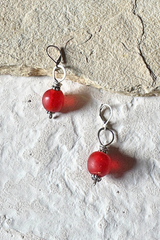 Red African Glass Bead Earring