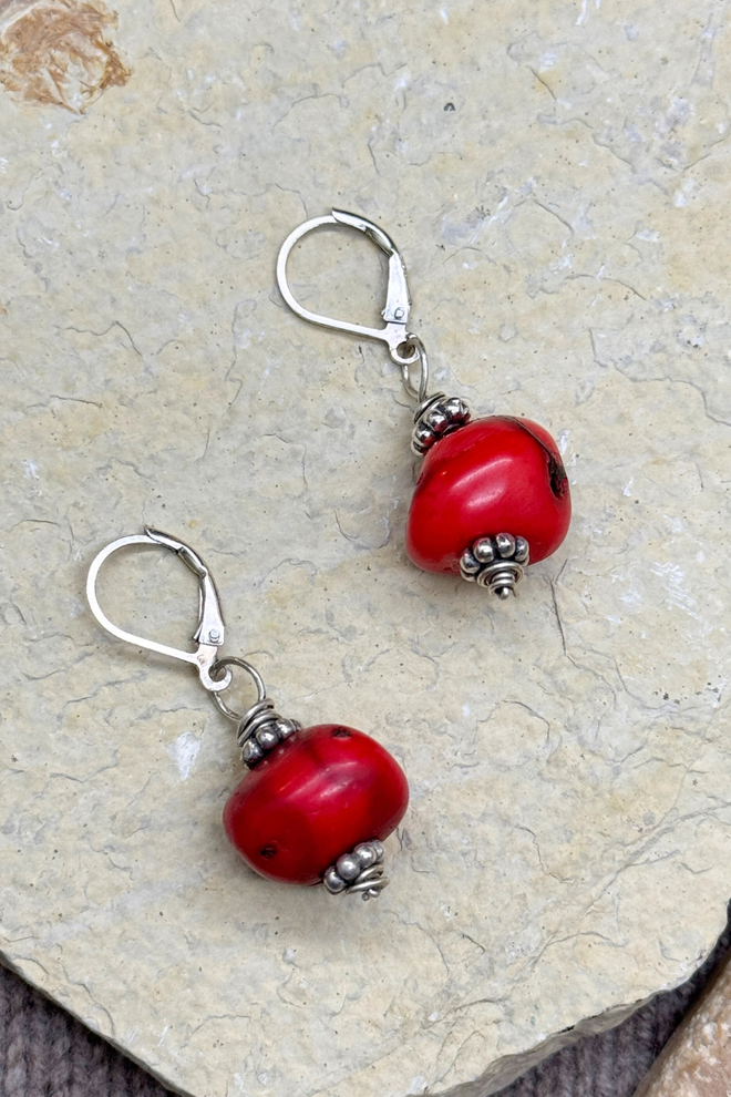 Deep Coral Earrings