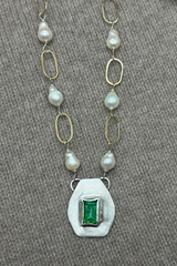 Emerald + Pearl Necklace