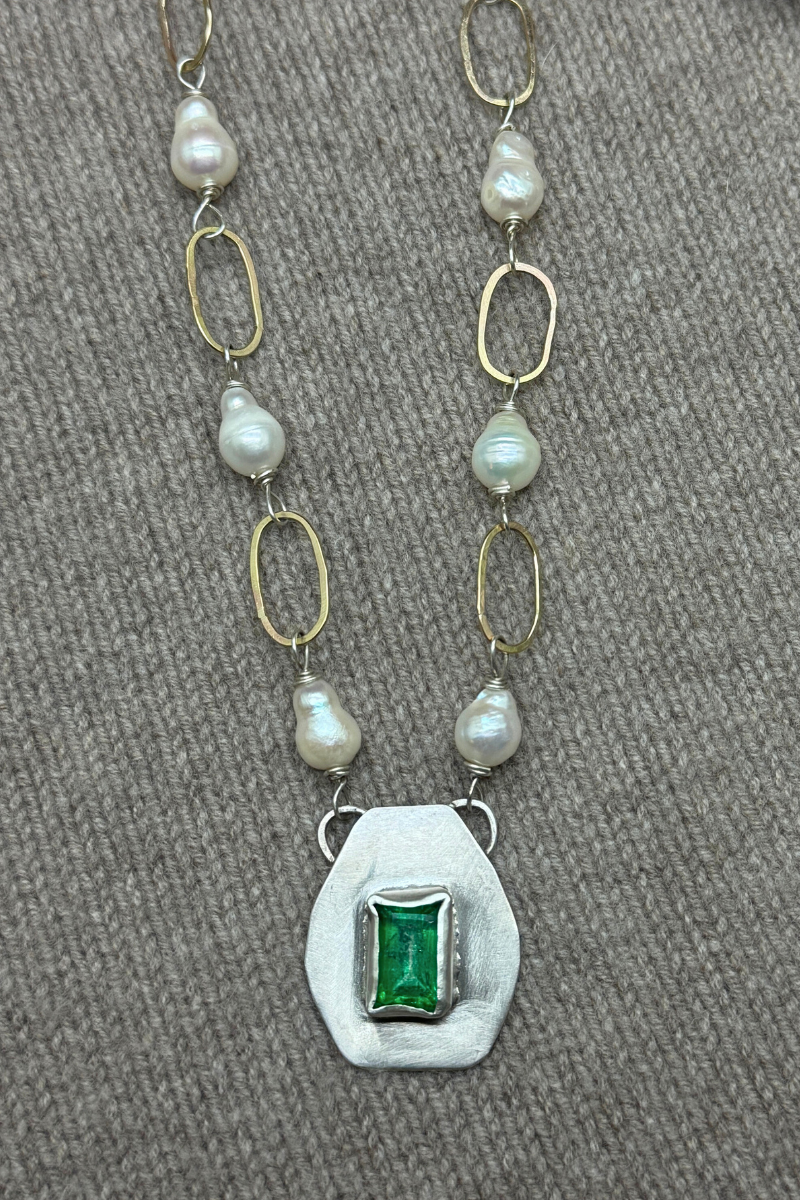 Emerald + Pearl Necklace