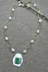 Emerald + Pearl Necklace