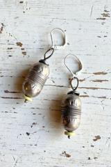 Thai Silver + Yellow Turquoise Earrings