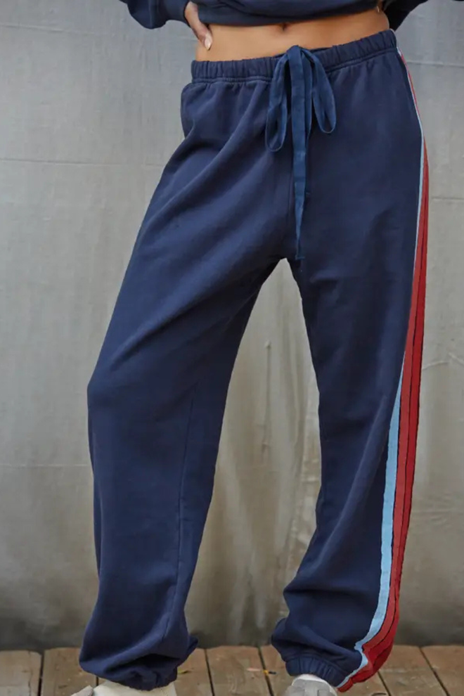 Knit Cotton Multi Color Stripe Detail Joggers