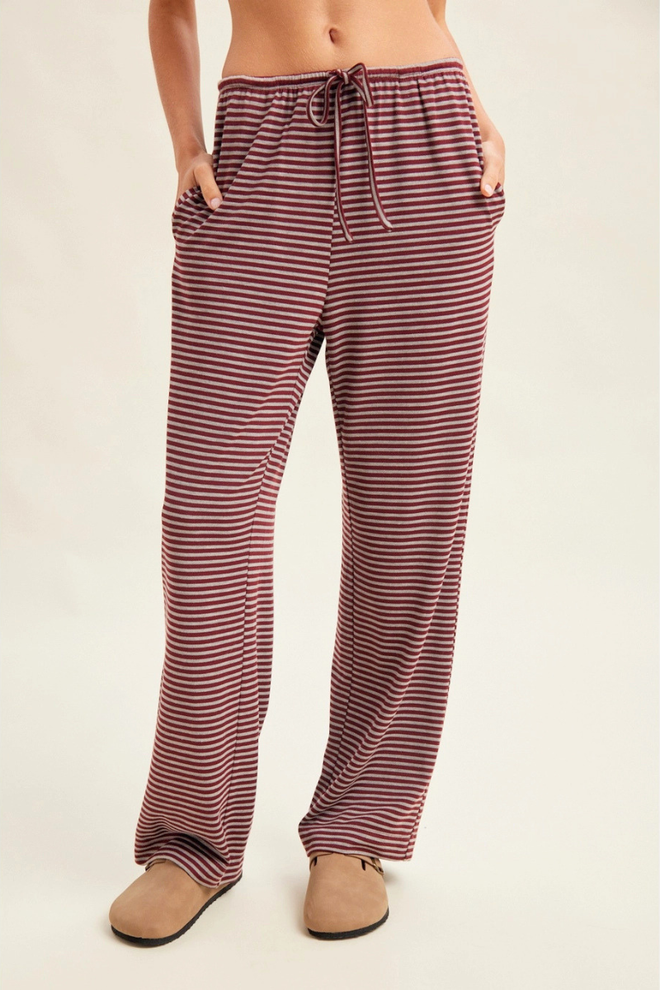 Stripe Drawstring Knit Pants