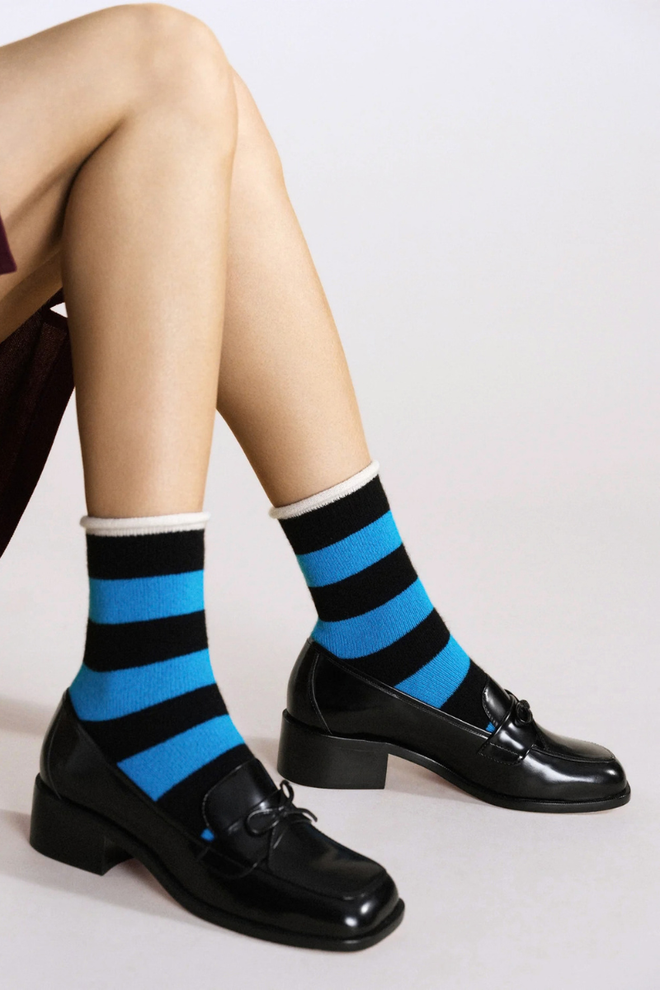 Wide Stripe Cashmere Crew