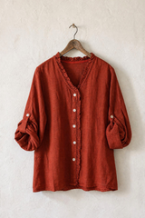 Ruffle Linen Shirt
