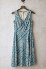 French 1940s Bias Cut Printed Dress