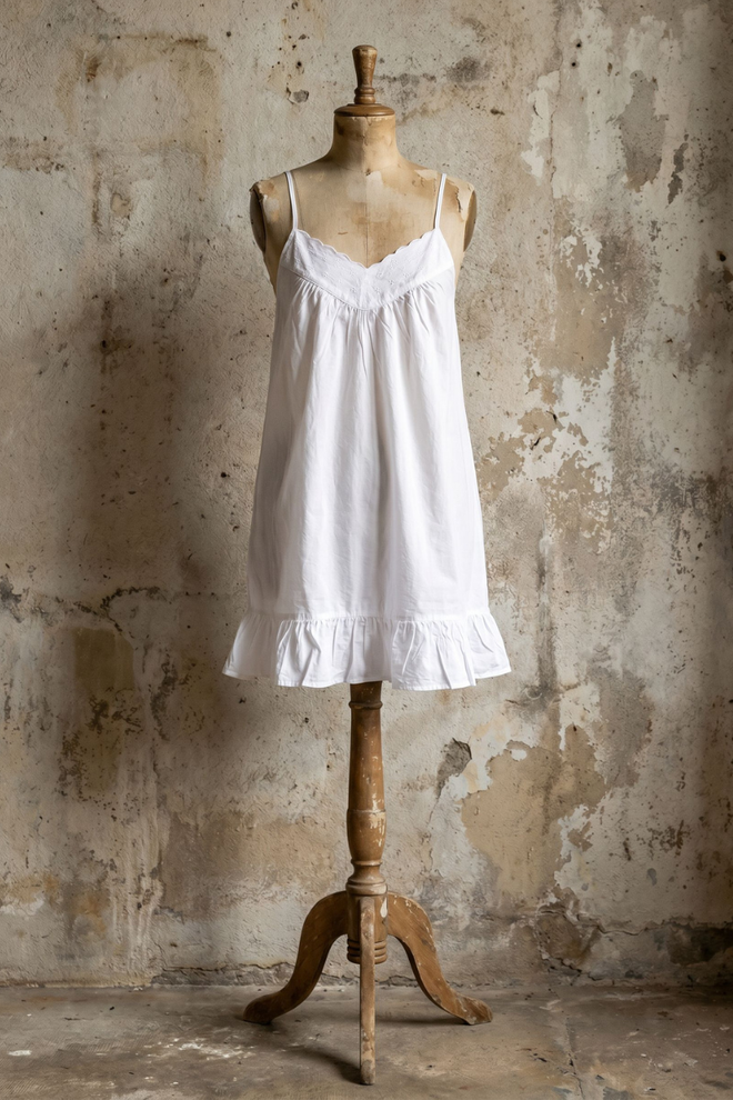 Madeline White Cotton Nightgown
