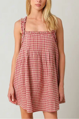 Ruby Gingham Babydoll Mini Dress