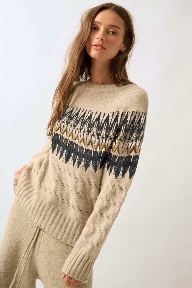Cable Knit Fair Isle Sweater