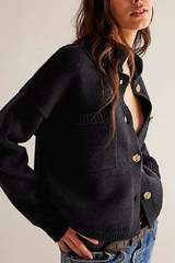 Stand Collar Button Cardigan