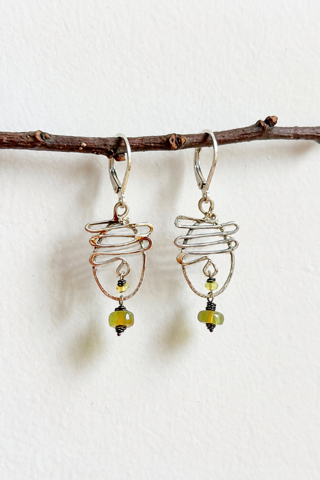 Organic Sterling + Opal Earring