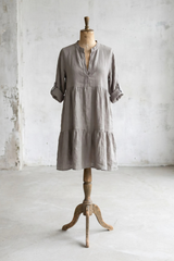 Tiered Short Linen Dress