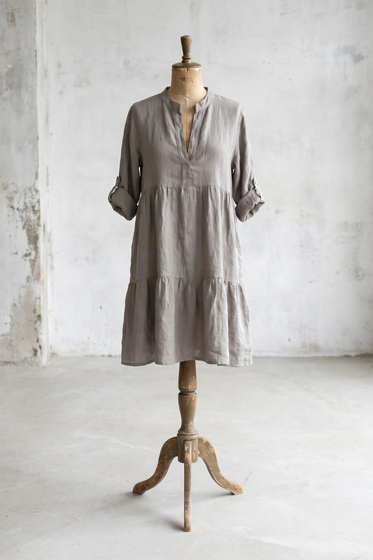 Tiered Short Linen Dress