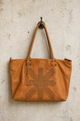 Vintage Studded Distressed  Leather Tote