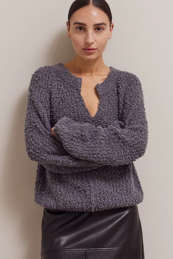 Opened V-Neck Sweater Top
