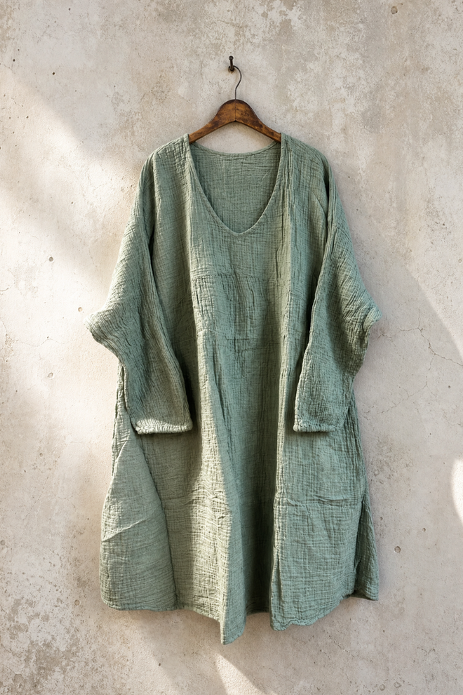 Cotton Bell Sleeve Dress
