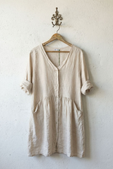 Vneck Flowy Linen Dress