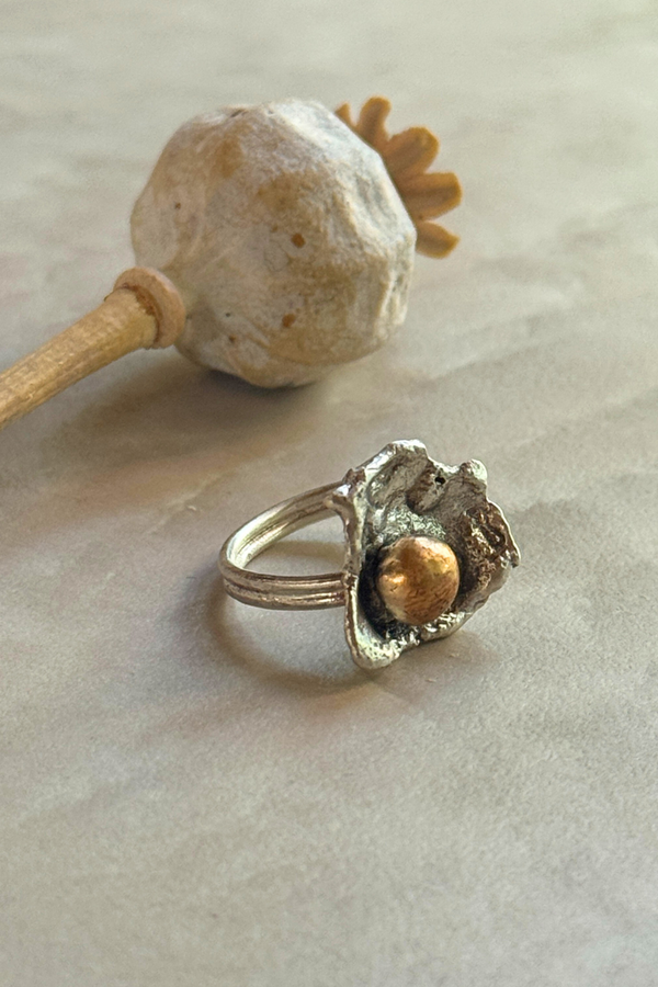 Gold Pearl Bowl Ring