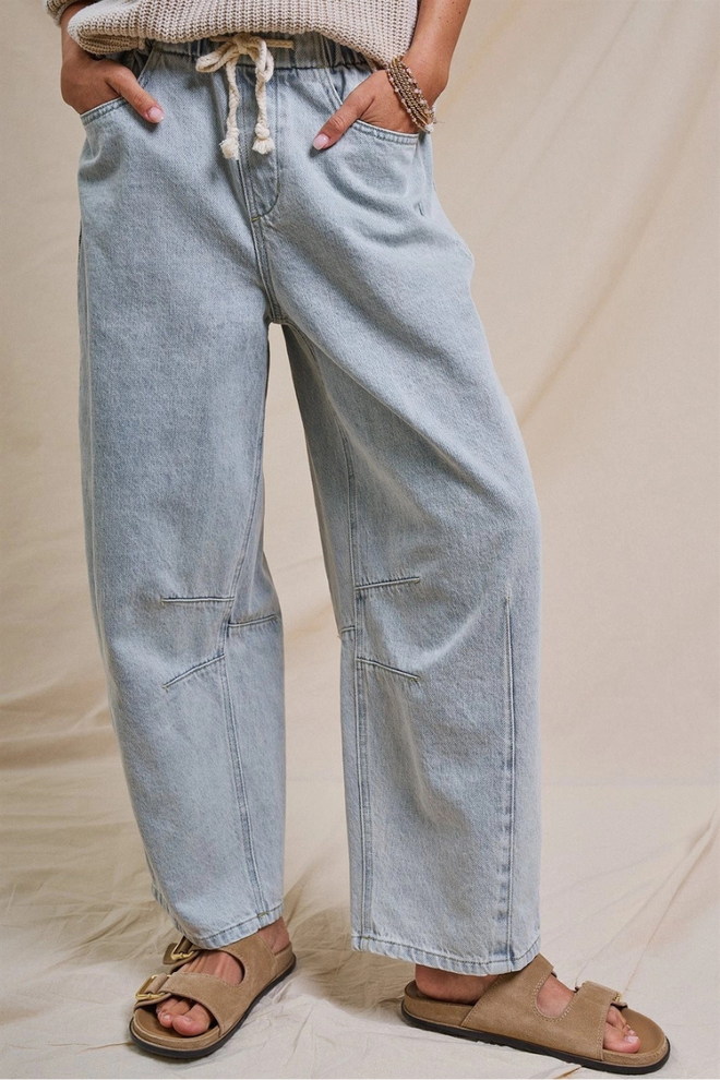 Relaxed Barrel Denim Pants