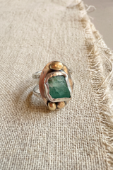 Raw Emerald & Gold Ring