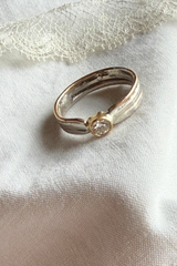 Gold Sterling + Diamond Ring