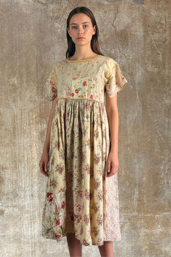 French Vintage Floral Patchwork Dress