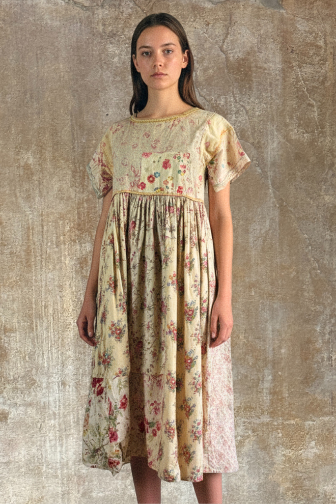French Vintage Floral Patchwork Dress