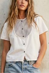 French Gingham Bib Blouse