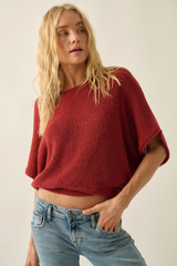 Pointelle Ribbed Knit Sweater
