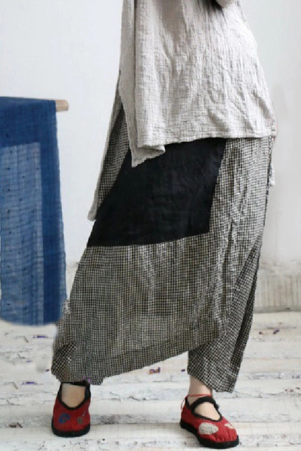 Split-Joint Cropped Linen Pants