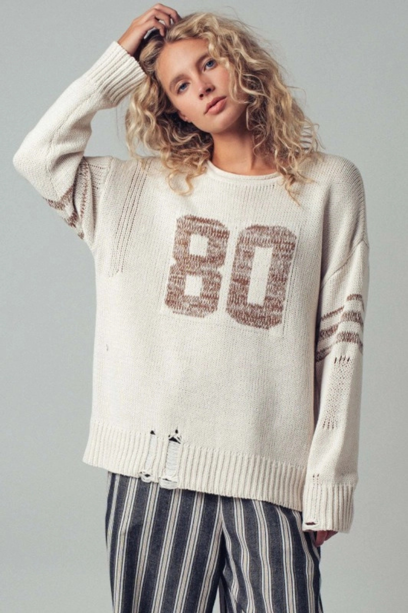 Varsity 80 Distressed Knit Pullover