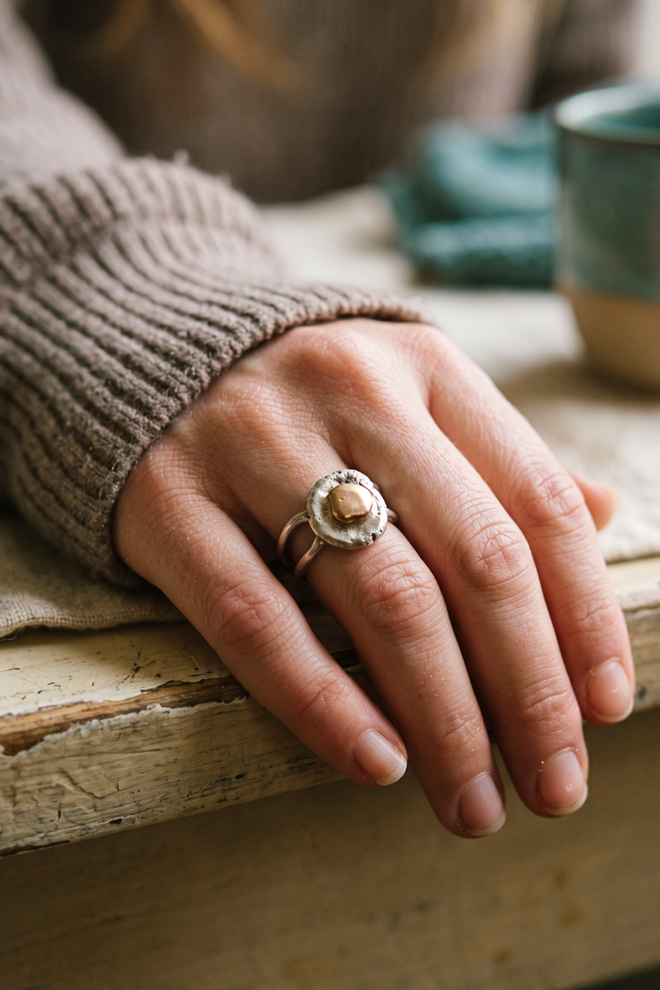 Molten Gold & Sterling Silver Ring