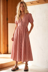 Gingham Button Dress